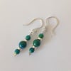 Sterling silver hand crafted green chrysocolla earrings