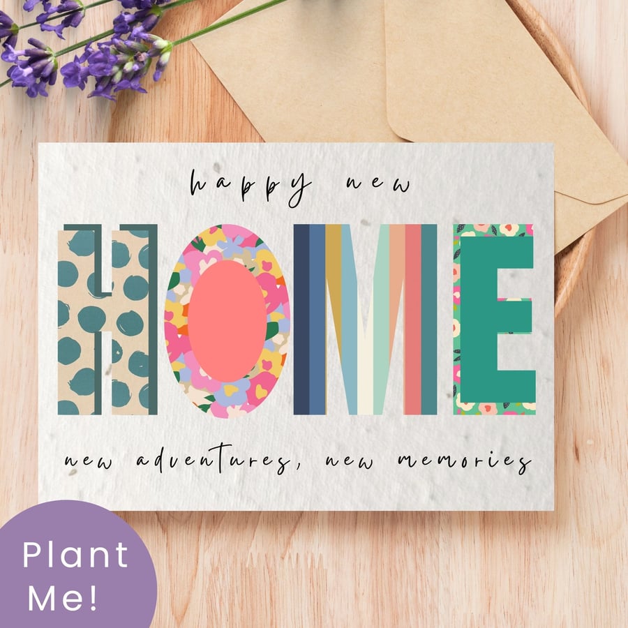 Plantable New Home Card - Wildflower Seed Paper - Handmade Eco-Friendly 