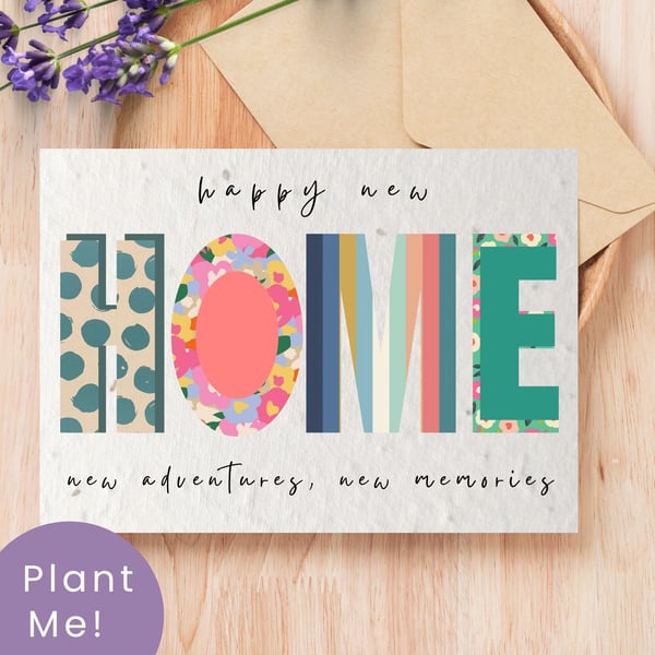 Plantable New Home Card - Wildflower Seed Paper - Handmade Eco-Friendly 