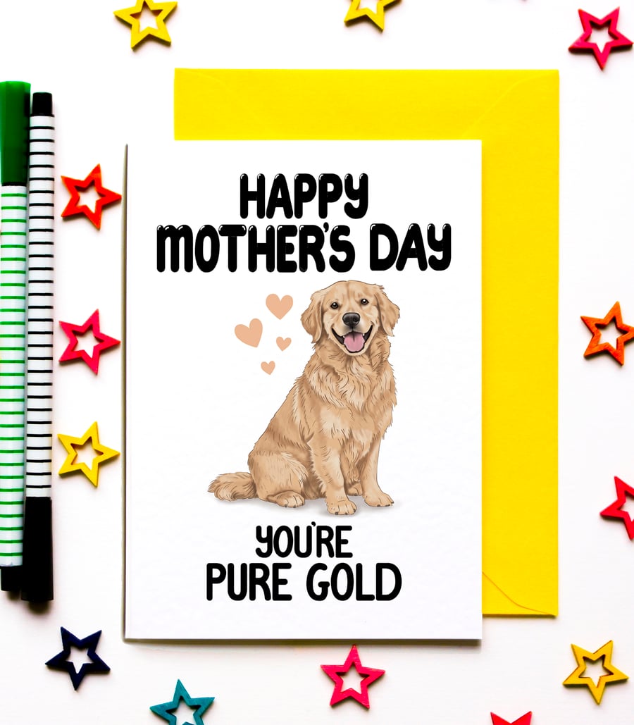 Golden Retriever Mother’s Day Card – You’re Pure Gold