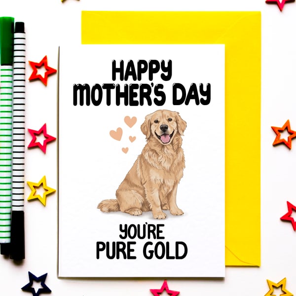 Golden Retriever Mother’s Day Card – You’re Pure Gold