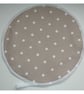 Aga Hob Lid Mat Pad Hat Round Cover Surface Saver Taupe Brown White Polka Dots - Image 1