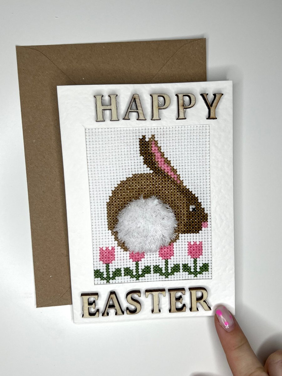 Happy Easter bunny with fluffy belly