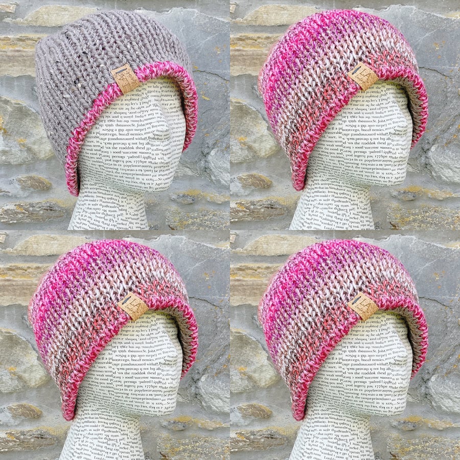 Reversible Hat. Woollen Hat. Knitted Hat. Cosy Hat.