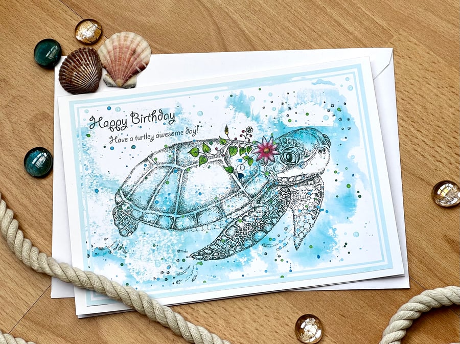 Birthday card ‘illustrated turtle’