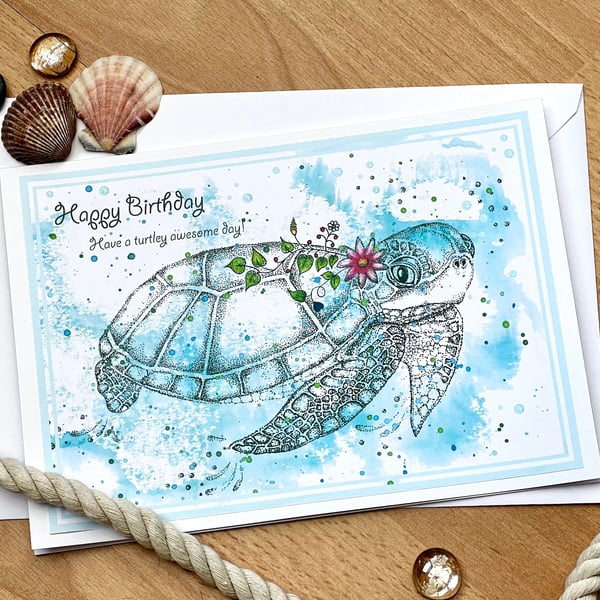 Birthday card ‘illustrated turtle’