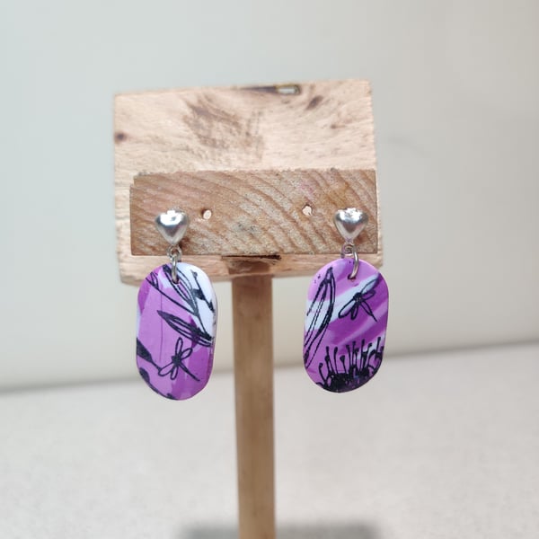 Purple flower earrings
