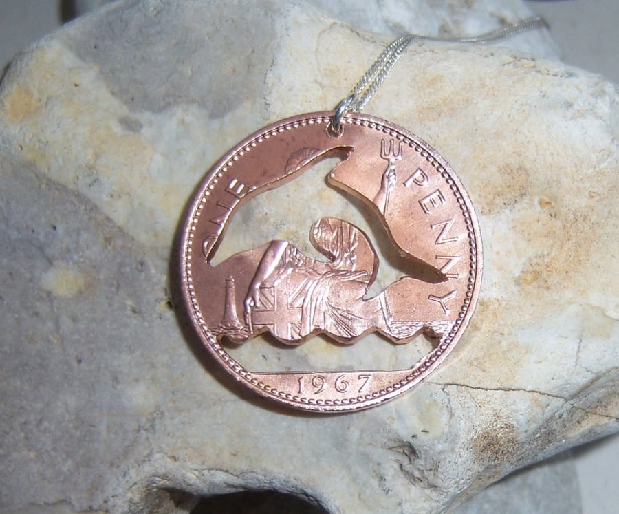Bronze penny dolphin pendant