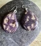 Purple striped Tagua nut large earrings  - Image 4