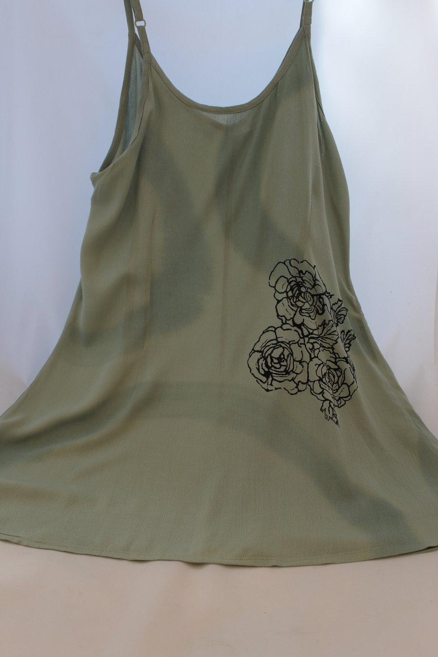 Green floral dress, Vintage 90's Ladies hand print dress,Summer,re worked dress