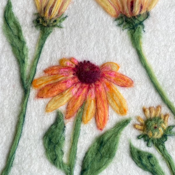 Hand Felted Echinacea Artwork 