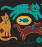 081B - Rustic Version - Playful Kittens Chasing Wool - Cross Stitch Pattern - Image 1