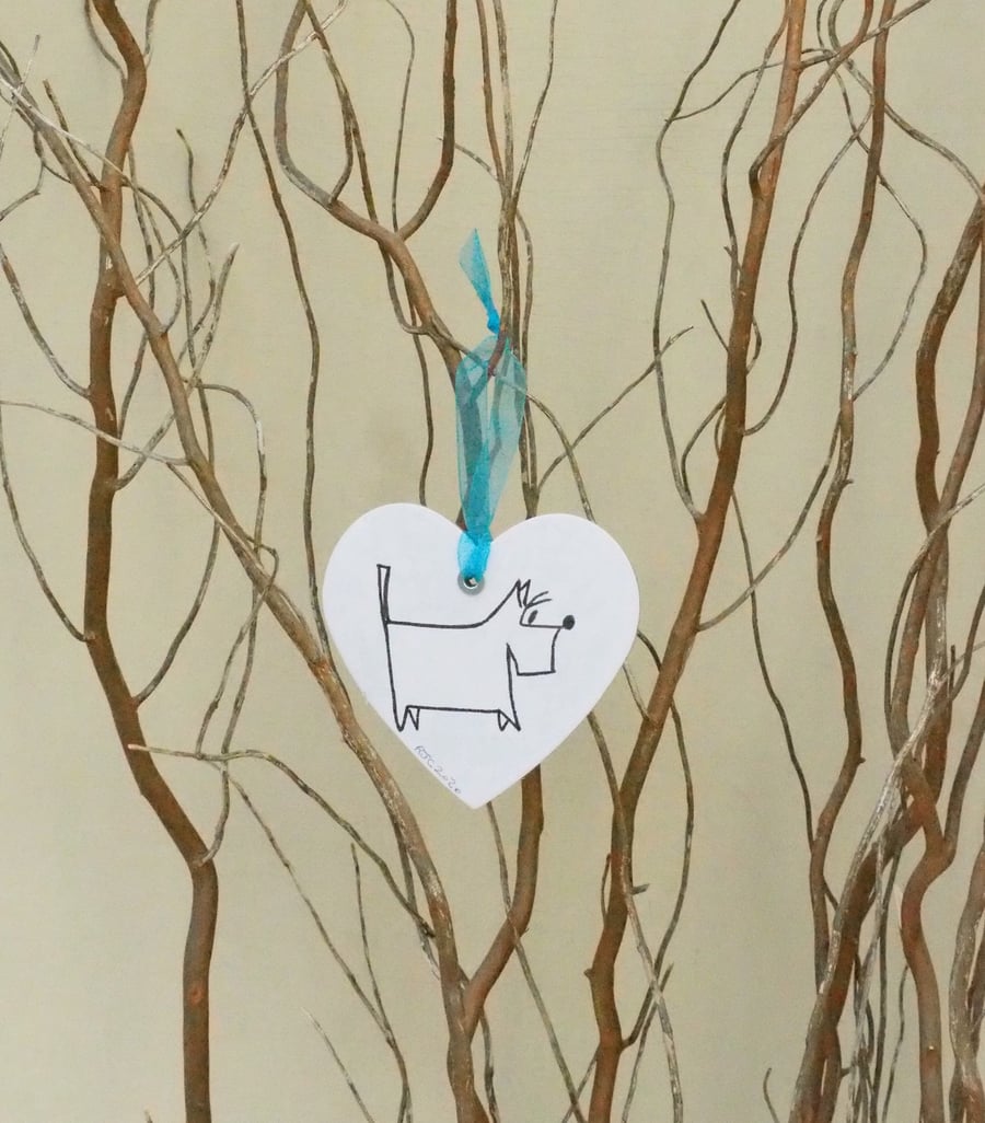 White Scottie Dog Heart Shaped Picture