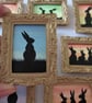 Doll House Miniature Original Painting Framed with Bunny Silhouette Rabbit  - Image 5