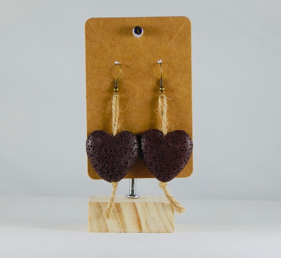 Dark brown heart earrings