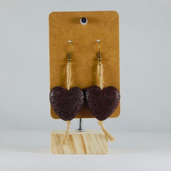 Dark brown heart earrings