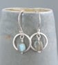 Blue Green Labradorite 925 Sterling Silver Moon Earrings  