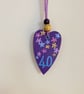 Hand painted 40th birthday heart 
