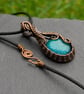 Copper Wire Wrapped Pendant with Green Dichroic Glass - Image 8