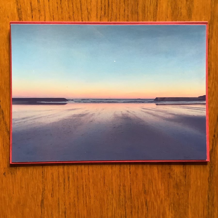 Image of Handmade original photo card of 'Moonrise at Cullercoats' Bay'