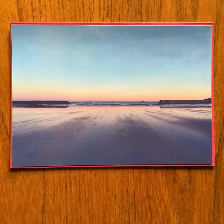 Handmade original photo card of 'Moonrise at Cullercoats' Bay'