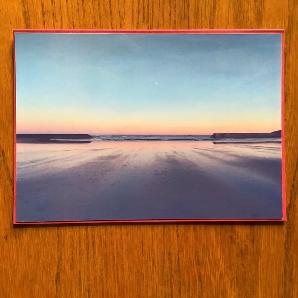 Handmade original photo card of 'Moonrise at Cullercoats' Bay'