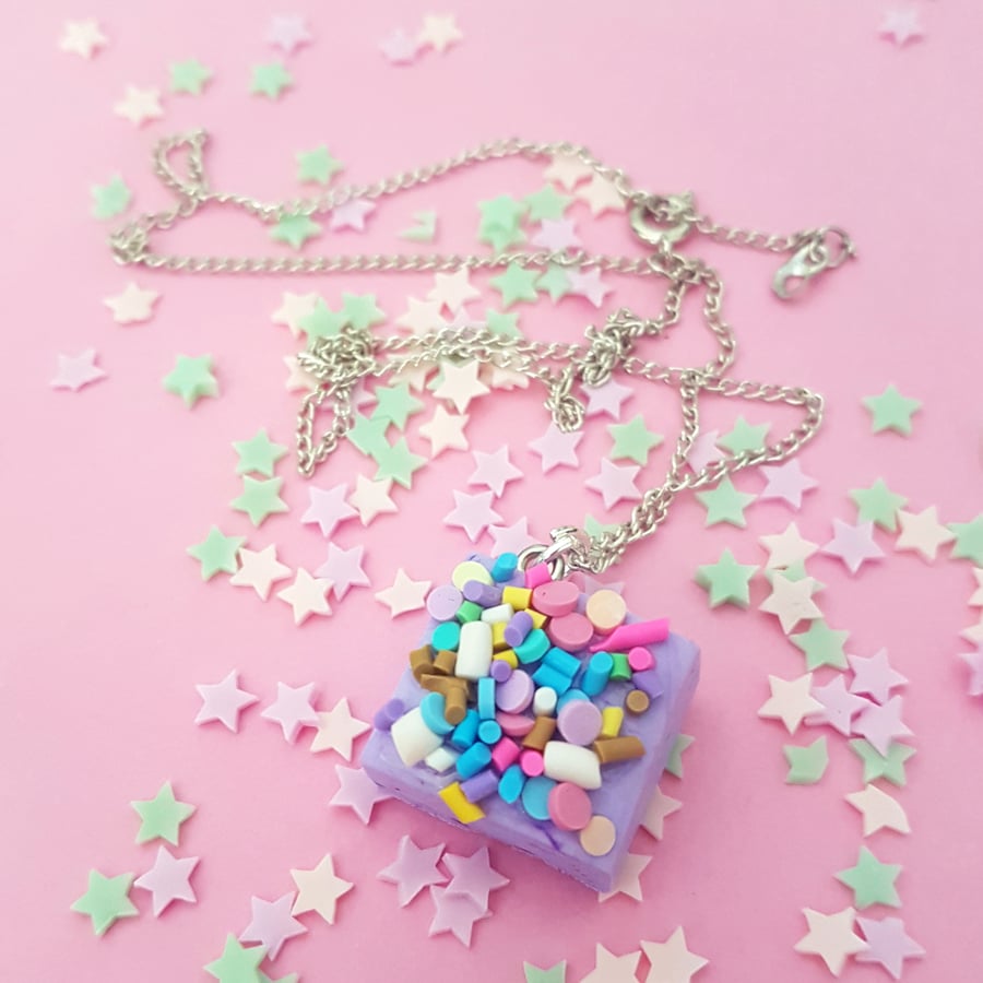 SALE Mystical Unicorn fudge necklace magical, fantasy, baking, gift