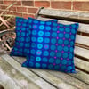 SECONDS SUNDAY Bright retro cushion cover with reclaimed denim back