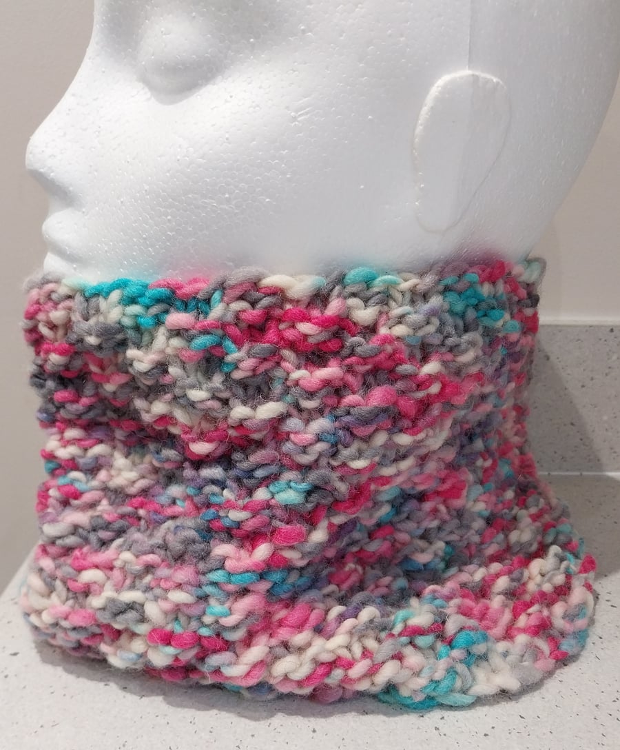 Handknit Hand dyed Chunky Wool Circular Neckwarmer