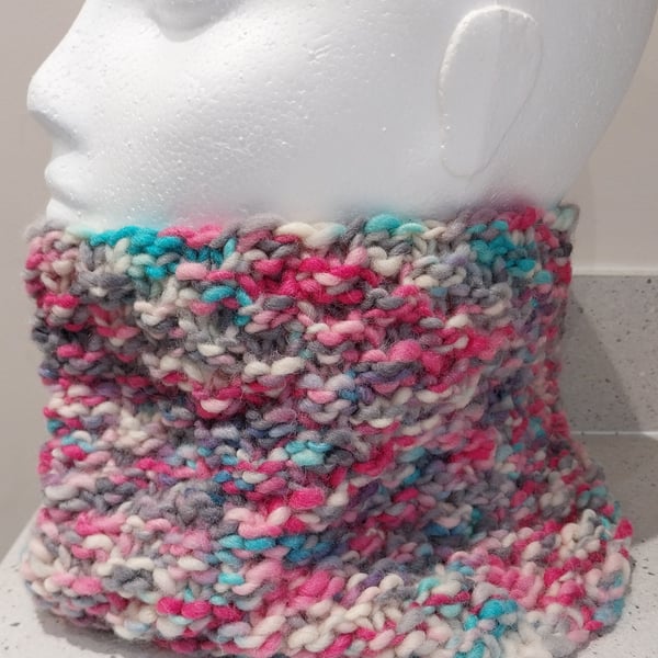 Handknit Hand dyed Chunky Wool Circular Neckwarmer