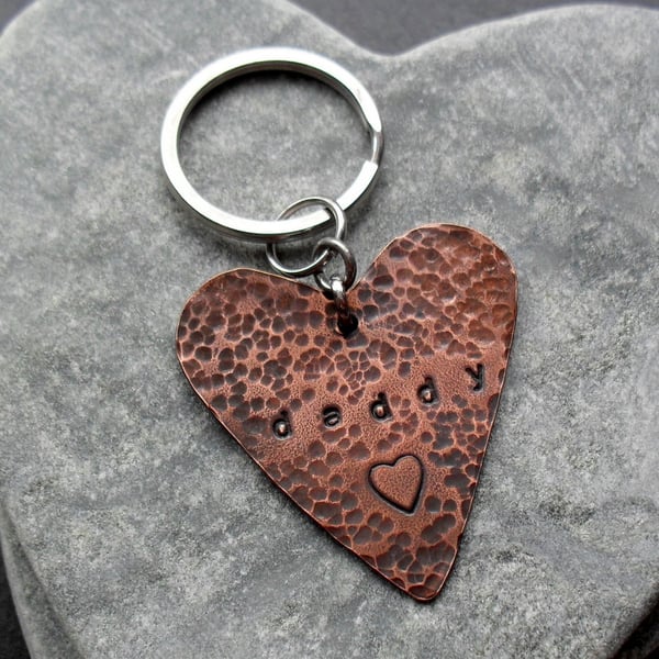 Daddy Heart Keyring Vintage Style