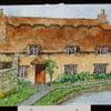 ACEO Original Thatched Cottage