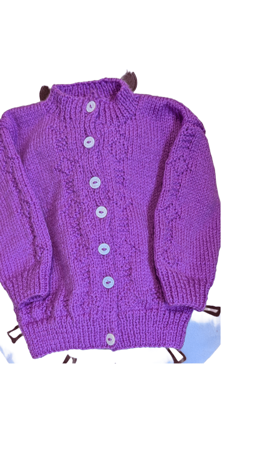 Deep pink cardigan for girl ages 9 to 12 months 