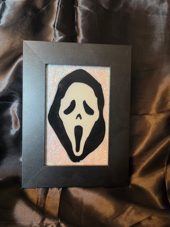 Ghostface Inspired Glitter  Horror Wall Art ,Spooky Gothic Decor,Handmade horror