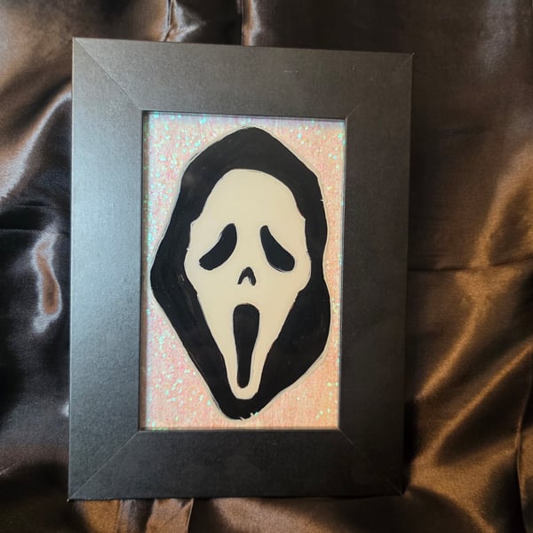 Ghostface Inspired Glitter  Horror Wall Art ,Spooky Gothic Decor,Handmade horror