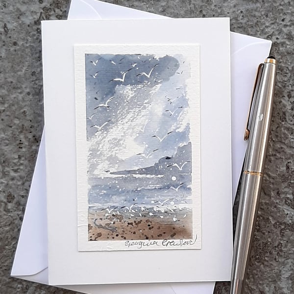 Watercolour Handpainted Blank Card. OOAK