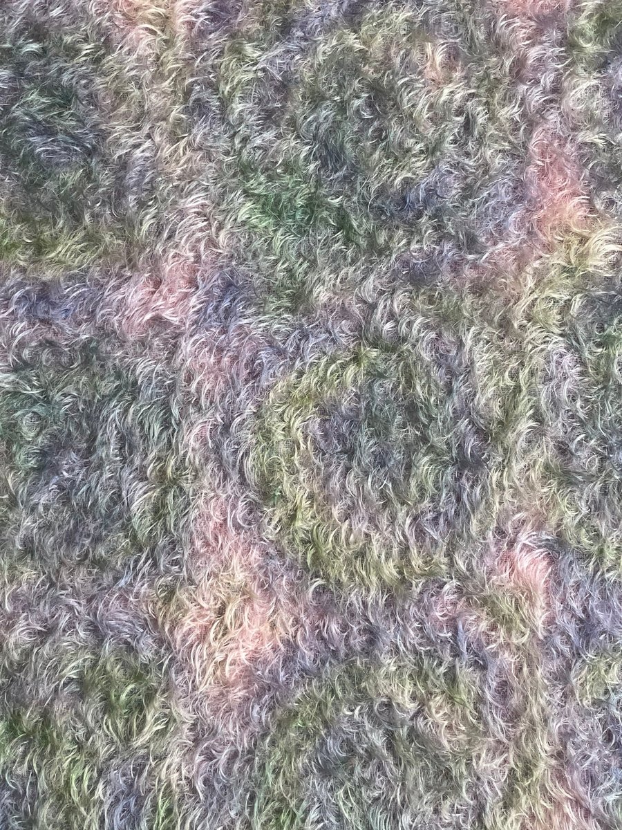 Hand dyed Helmbold mohair fur fabric "Jester" on 16mm Sparse