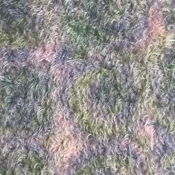 Hand dyed Helmbold mohair fur fabric "Jester" on 16mm Sparse