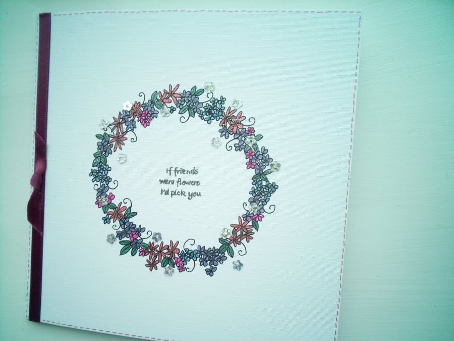 Circle of flowers friends birthday card