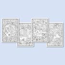 (Printable Art) Bird Tree House On Four Colouring Pages