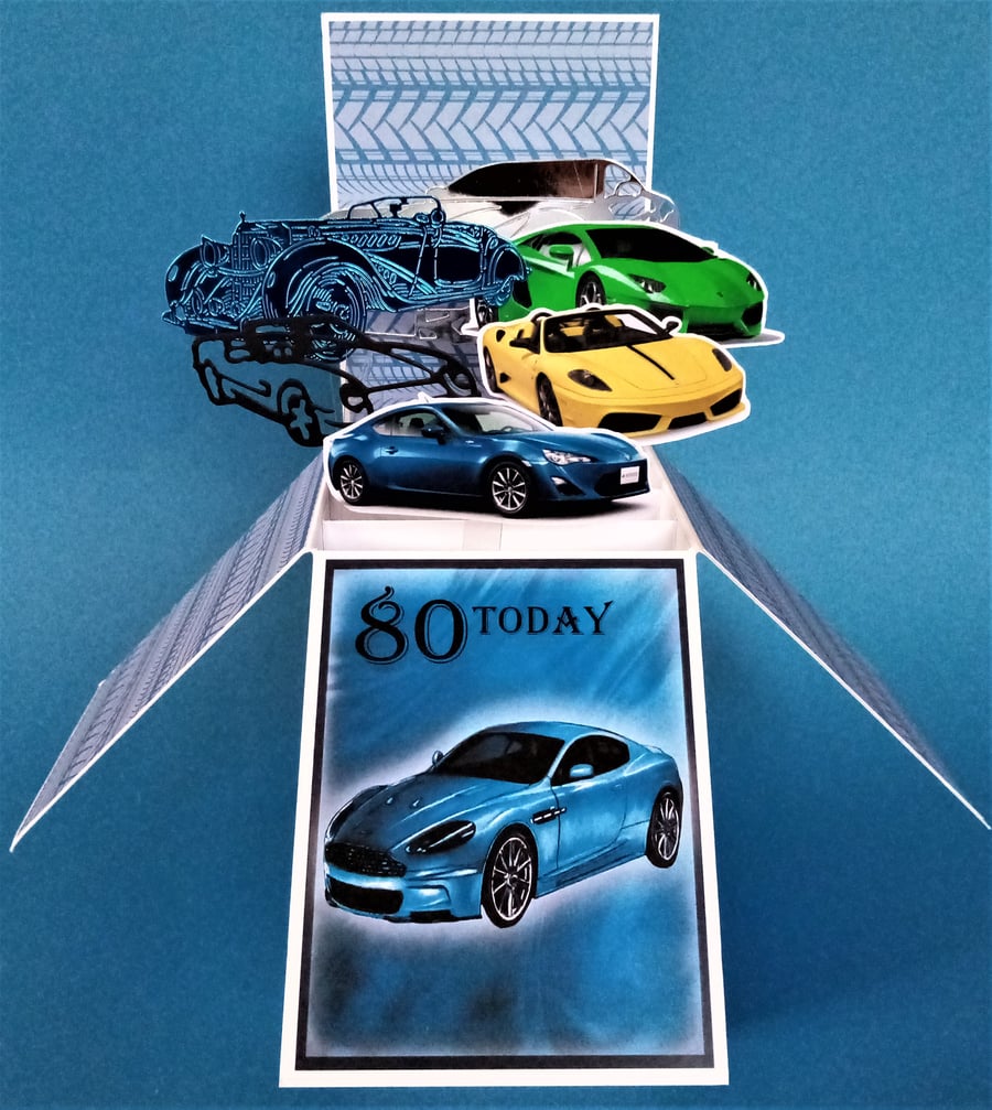 Men's 80th Birthday Card with Cars
