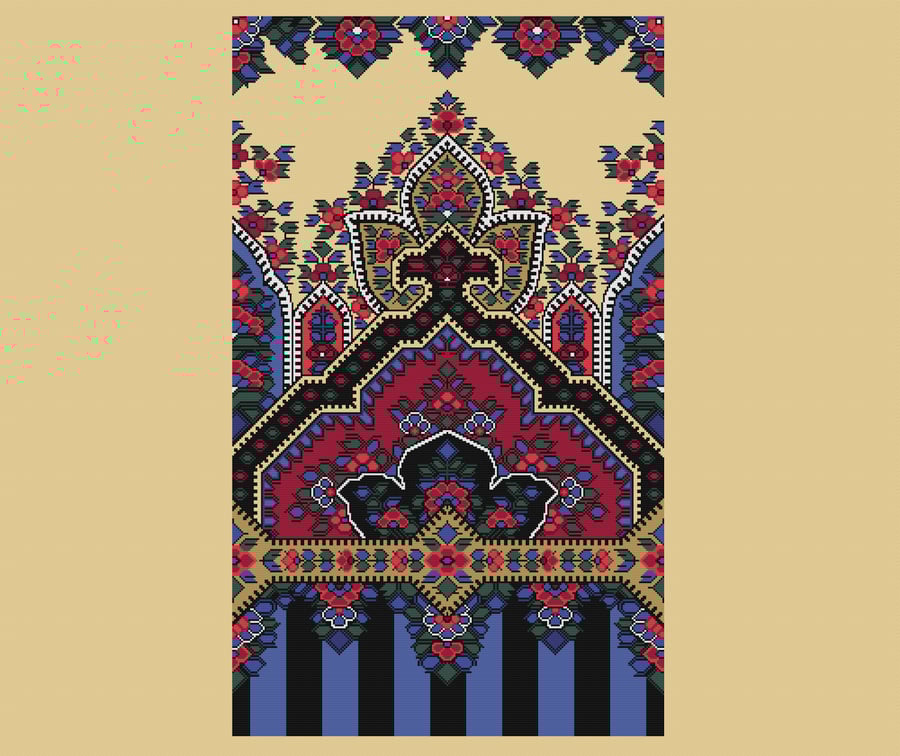 318 - Cross stitch Pattern Paisley flowers Mughal Cashmere Baroque style