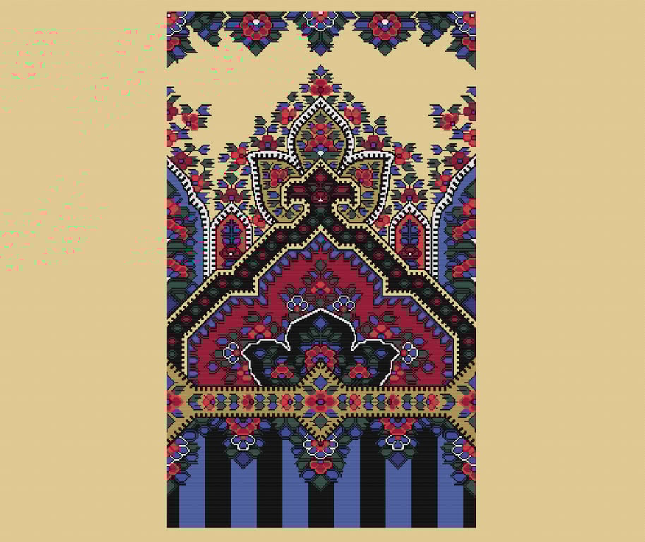318 - Cross stitch Pattern Paisley flowers Mughal Cashmere Baroque style