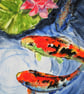 Fishes and Lilies. Original Painting of Koi fish in a pond - Image 4