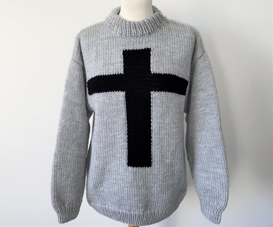 Black Cross Hand Knitted Jumper by Bexknitwear
