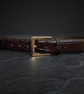 Dark Brown Full Grain Crocodile Embossed Belt Gold-Tone Buckle Mens Belt 38mm