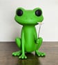 Frog With Flower Figure - Cute Resin Sculpture - 3D Printed Decor 