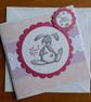 Happy Birthday Card - Rabbit with Pink Flower - Image 9