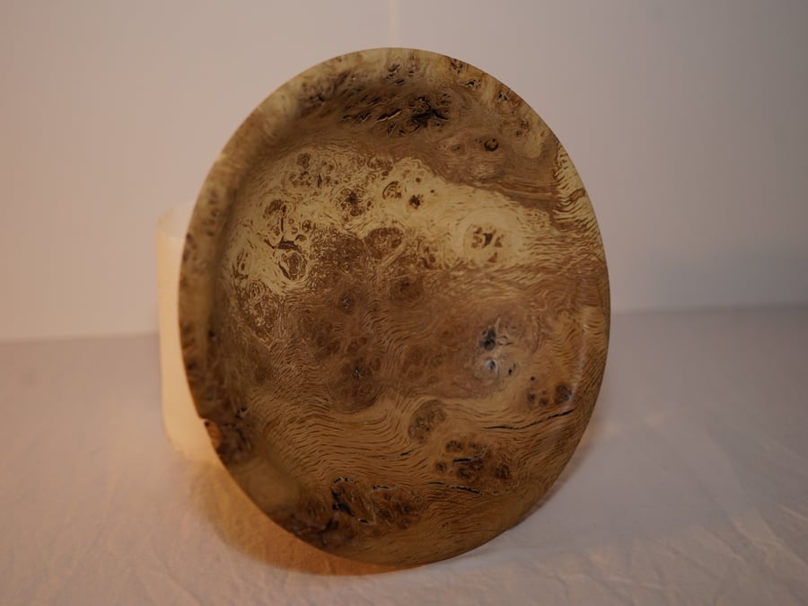 Burr oak hand-turned wooden bowl