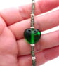green lampwork glass heart and apatite gemstone bracelet - Image 4